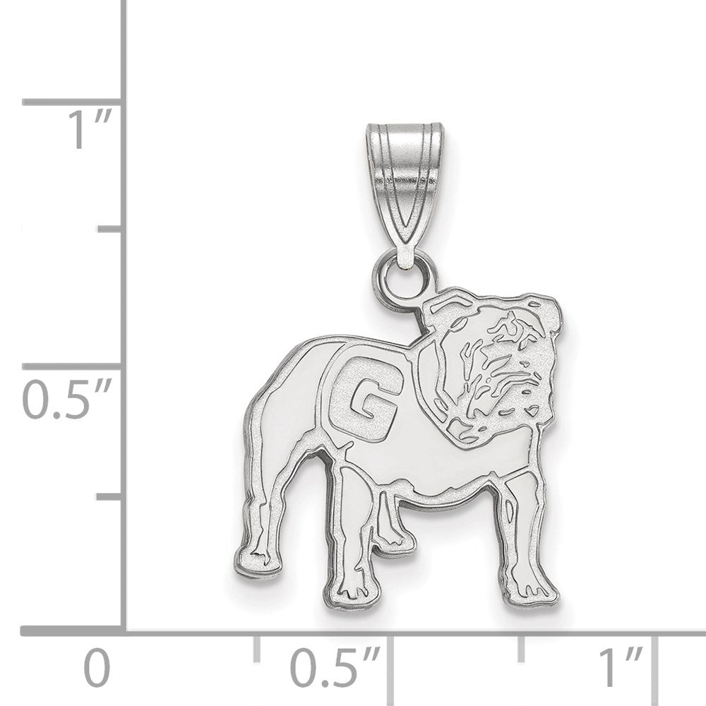 Sterling Silver Rhodium Plated Logoart University Of Georgia Bulldog Medium Pendant