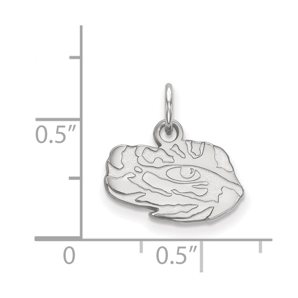 Sterling Silver Rhodium Plated Logoart Louisiana State University Tiger Eye Extra Small Pendant