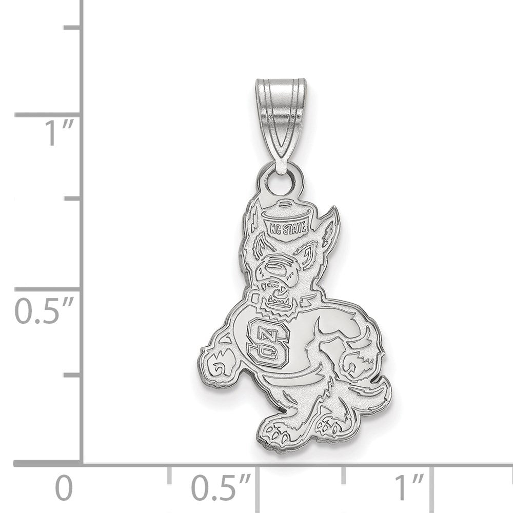 Sterling Silver Rhodium Plated Logoart North Carolina State University Wolf Large Pendant