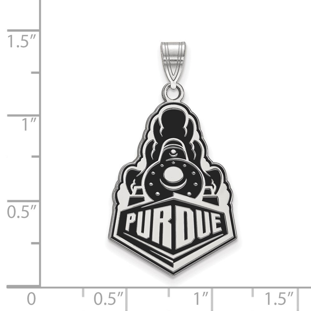 Sterling Silver Rhodium Plated Logoart Purdue University Boilermakers Train Logo Extra Large Enameled Pendant