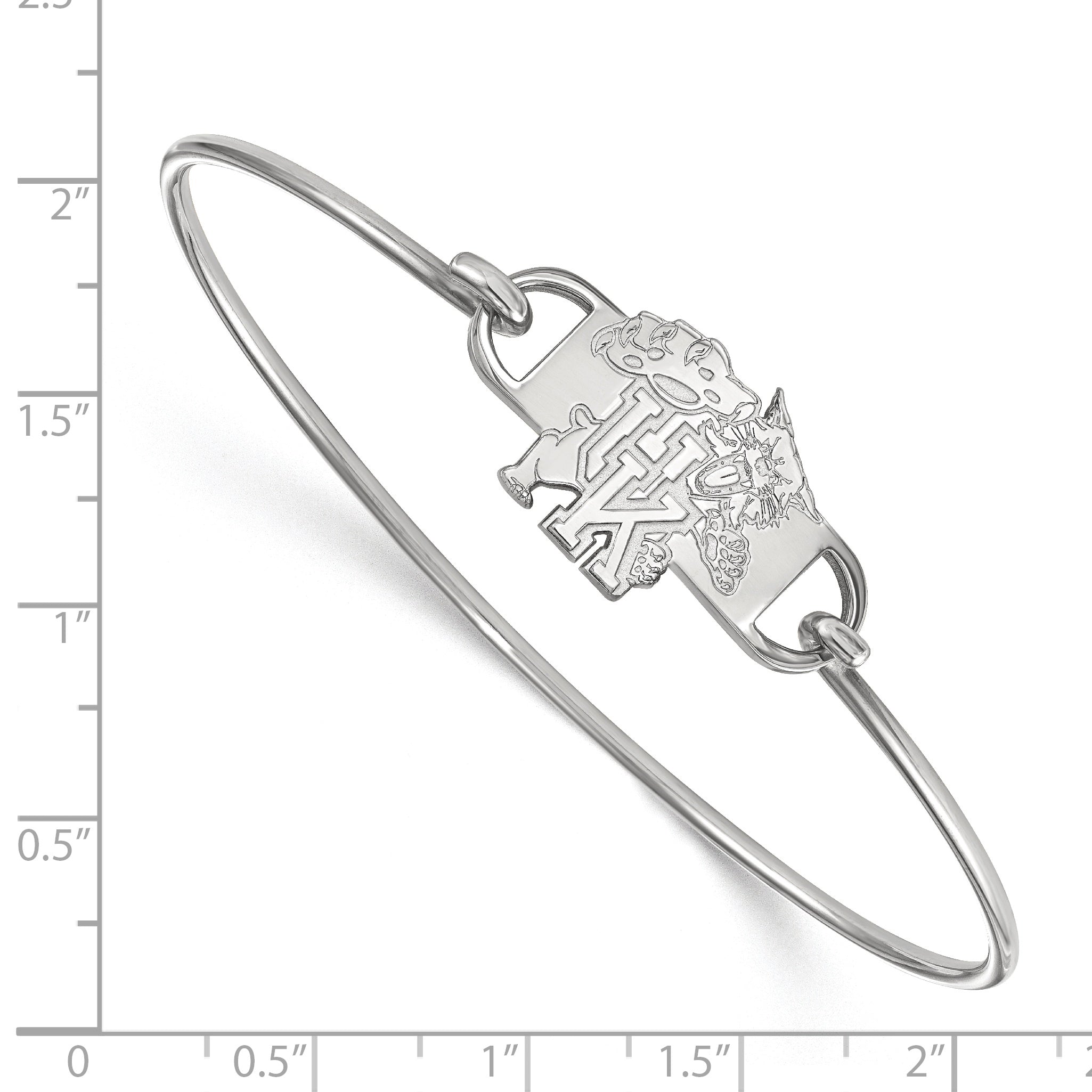 Sterling Silver Rhodium Plated Logoart University Of Kentucky U K Wildcat Small Center 7 Inch Wire Bangle