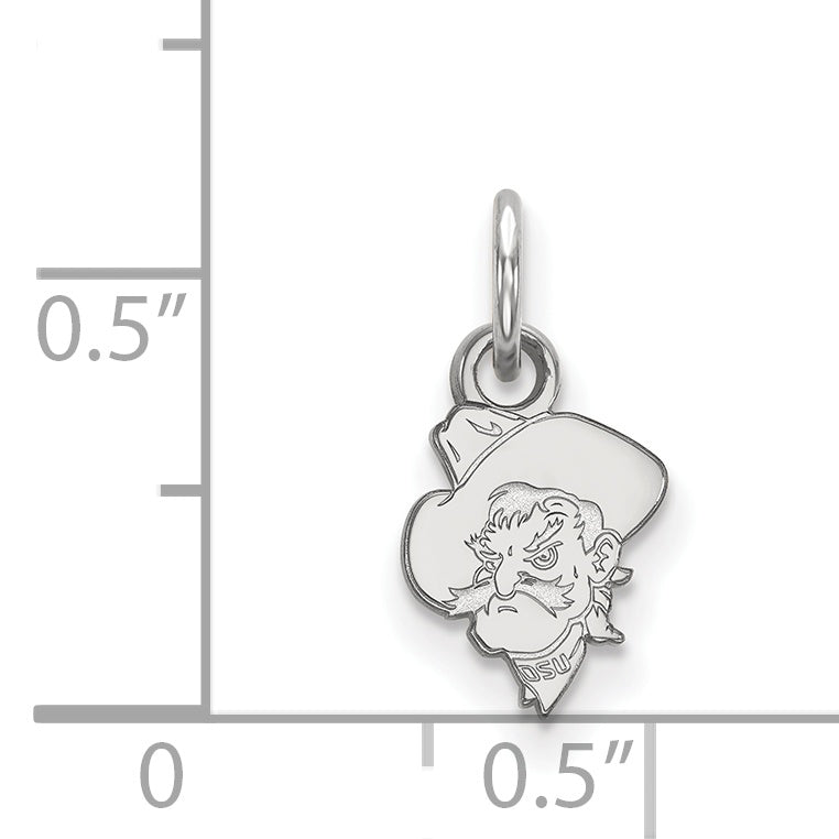 Sterling Silver Rhodium Plated Logoart Oklahoma State University Cowboy Extra Small Pendant