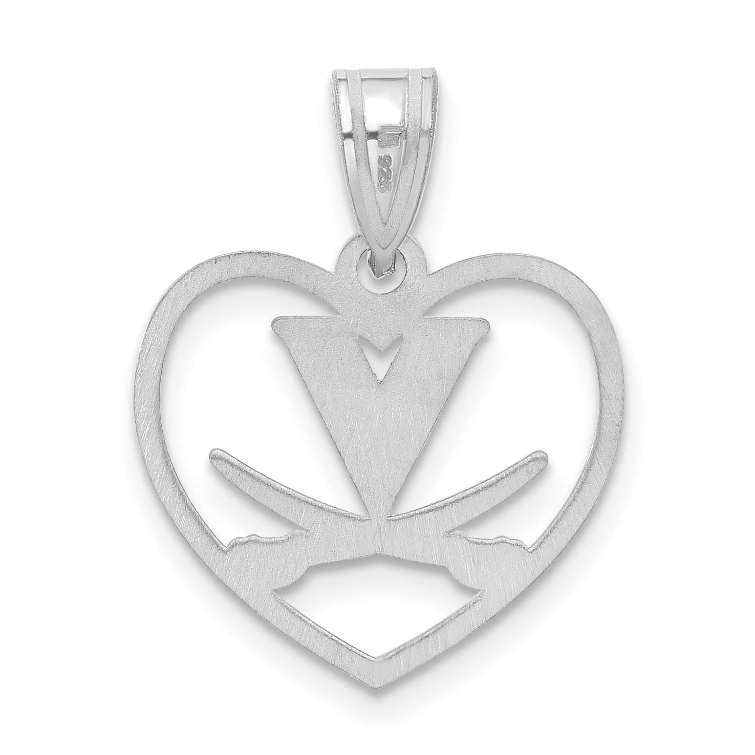 Sterling Silver Rhodium Plated Logoart University Of Virginia Heart Pendant