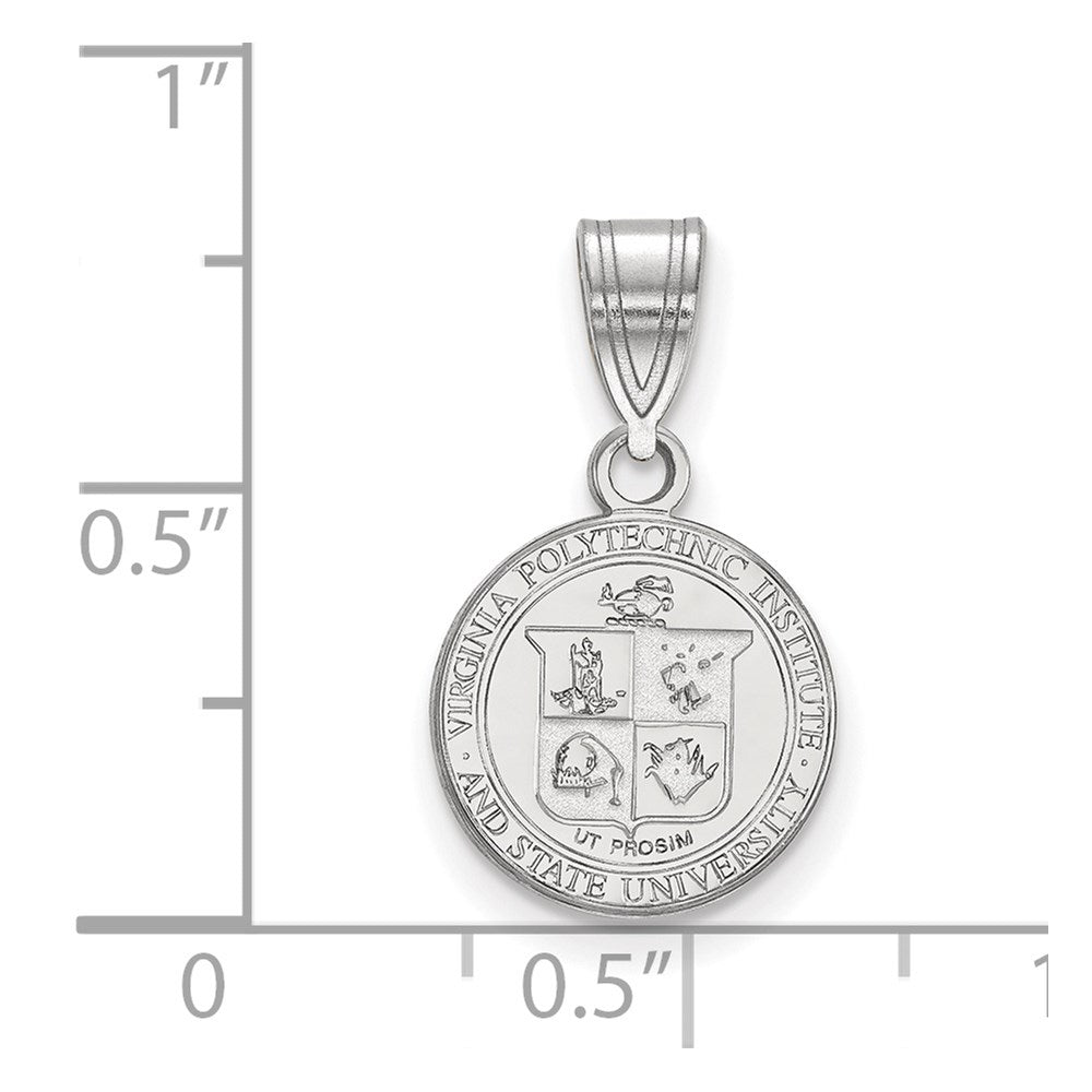 Sterling Silver Rhodium Plated Logoart Virginia Tech Small Crest Pendant