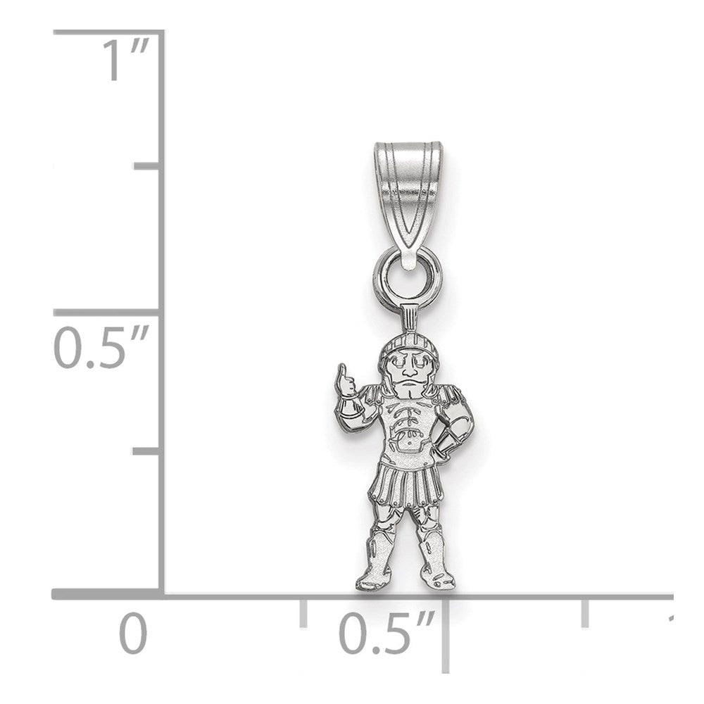 14K White Gold Logoart Michigan State University Spartan Small Pendant
