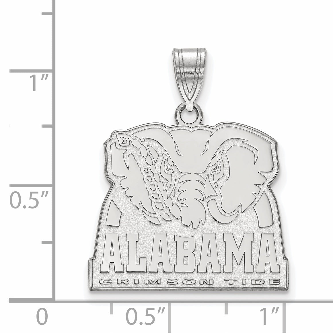 Sterling Silver Rhodium Plated Logoart University Of Alabama Elephant Large Pendant