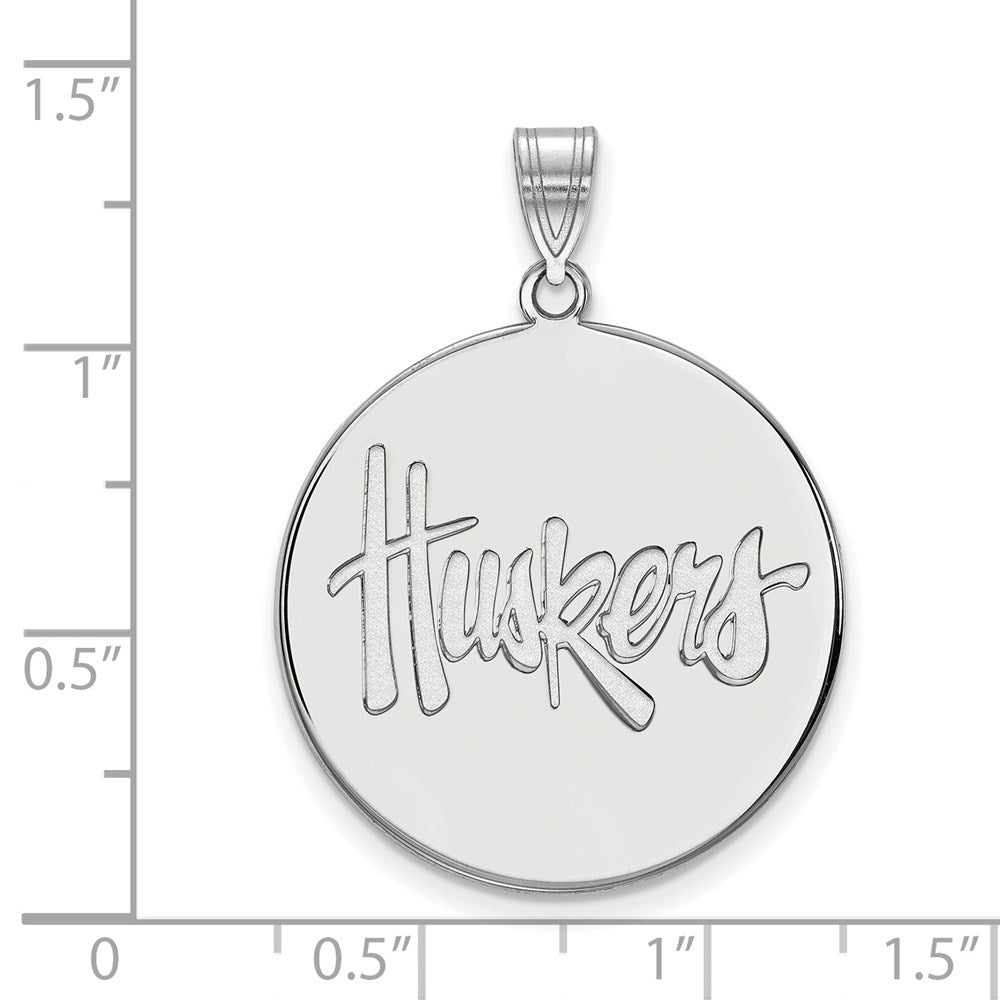 14K White Gold Logoart University Of Nebraska Huskers Extra Large Disc Pendant