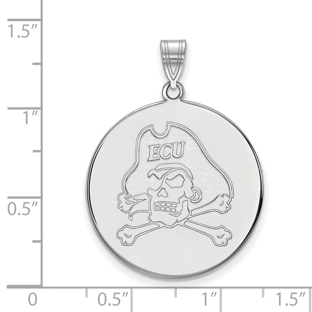 Sterling Silver Rhodium Plated Logoart East Carolina University Pirate Extra Large Disc Pendant