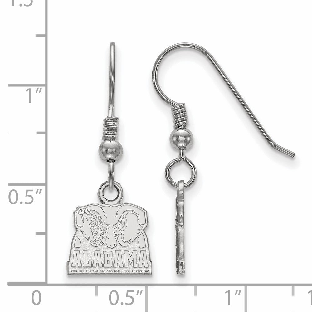 Sterling Silver Rhodium Plated Logoart University Of Alabama Elephant Extra Small Dangle Wire Earrings
