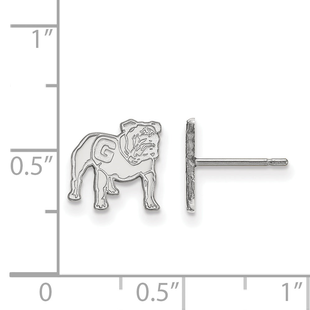 Sterling Silver Rhodium Plated Logoart University Of Georgia Bulldog Extra Small Post Earrings