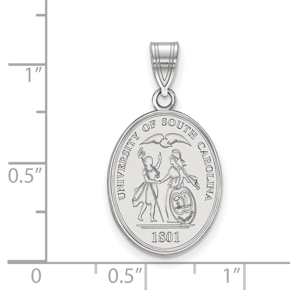 Sterling Silver Rhodium Plated Logoart University Of South Carolina Large Crest Pendant
