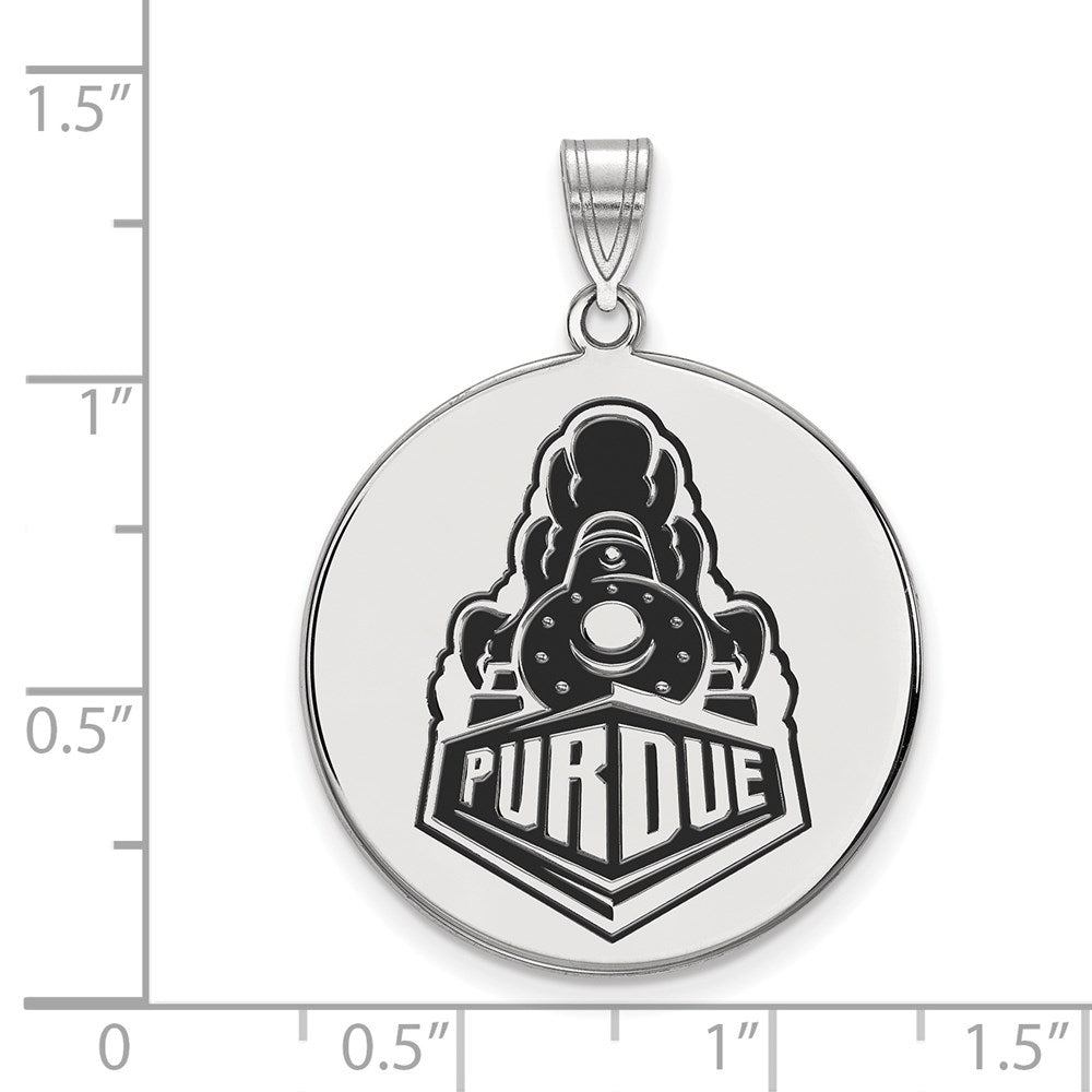 Sterling Silver Rhodium Plated Logoart Purdue University Boilermakers Train Logo Extra Large Enameled Disc Pendant