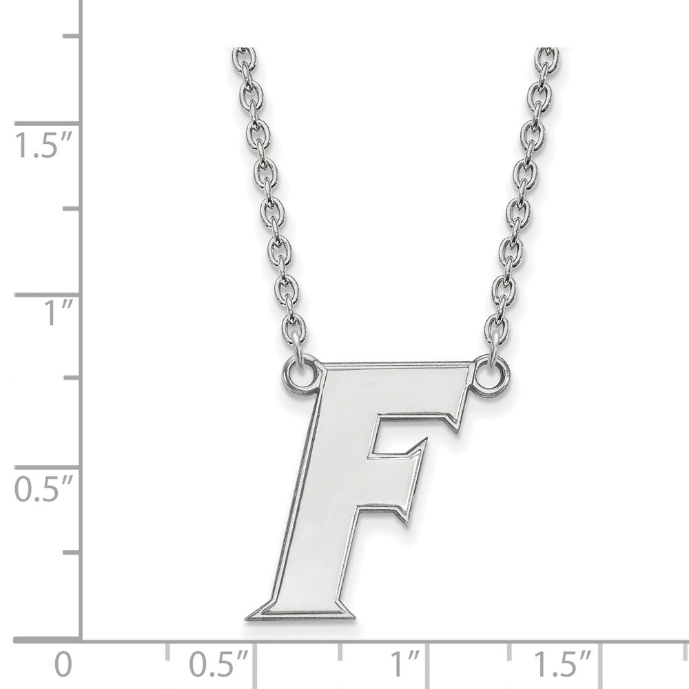 10K White Gold Logoart University Of Florida Letter F Large Pendant 18 Inch Necklace