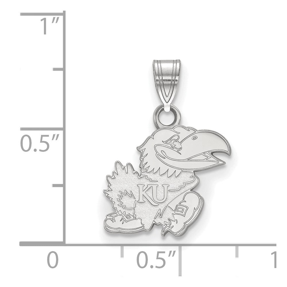 10K White Gold Logoart University Of Kansas Jayhawk Small Pendant