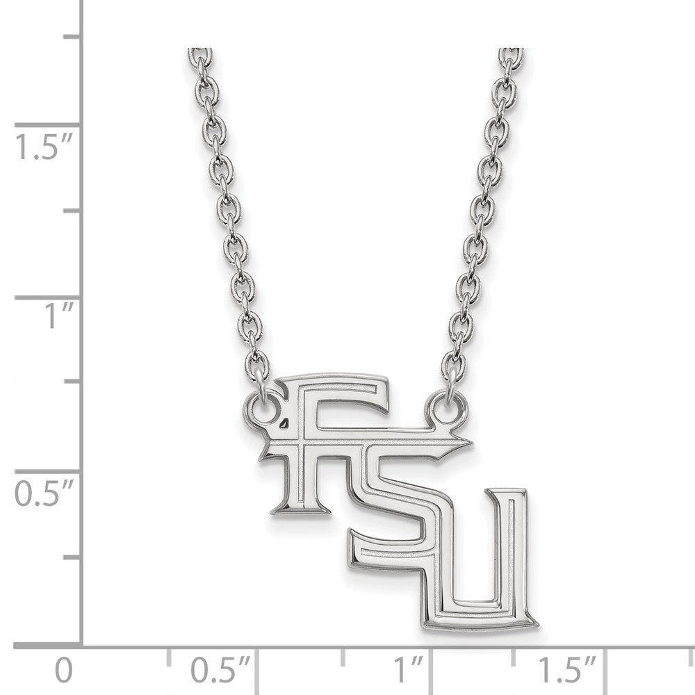 10K White Gold Logoart Florida State University F S U Large Pendant 18 Inch Necklace