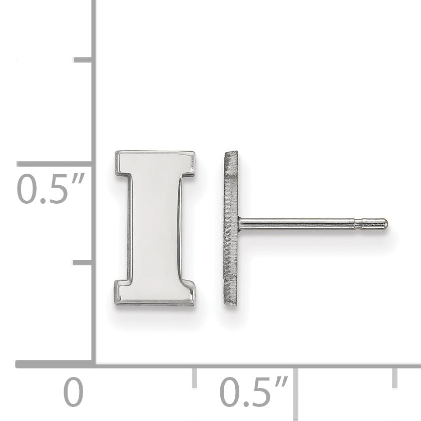 Sterling Silver Rhodium Plated Logoart University Of Iowa Letter I Extra Small Post Earrings