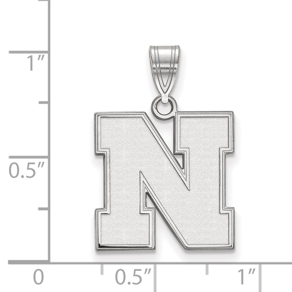 10K White Gold Logoart University Of Nebraska Letter N Medium Pendant
