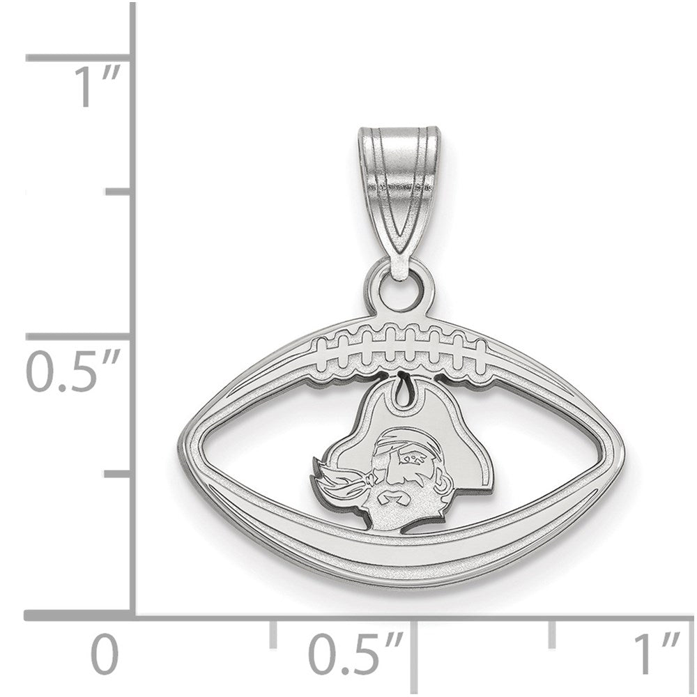 Sterling Silver Rhodium Plated Logoart East Carolina University Pirate Football Pendant