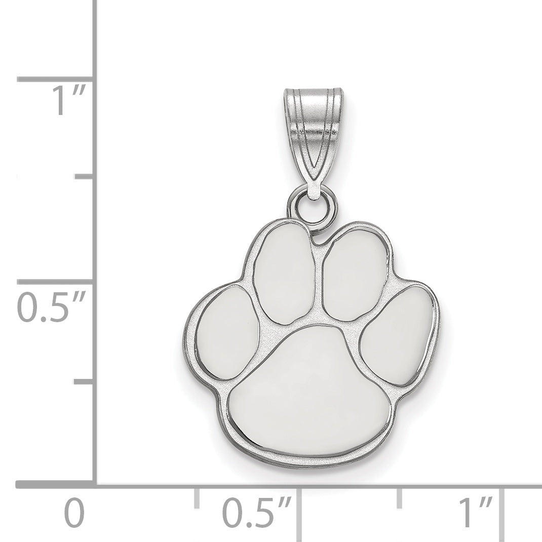 Sterling Silver Rhodium Plated Logoart Auburn University Tiger Paw Medium Pendant