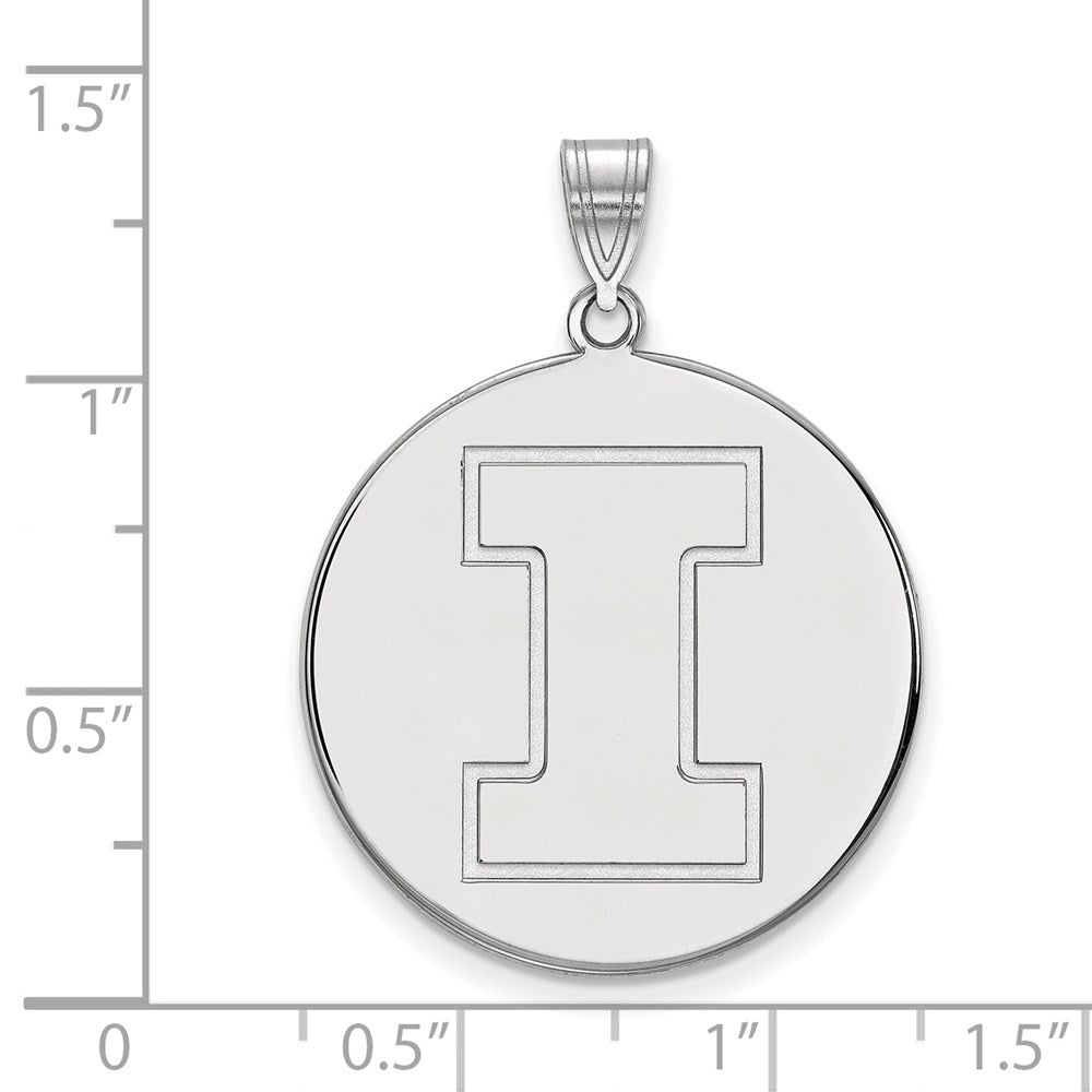 14K White Gold Logoart University Of Illinois Letter I Extra Large Disc Pendant