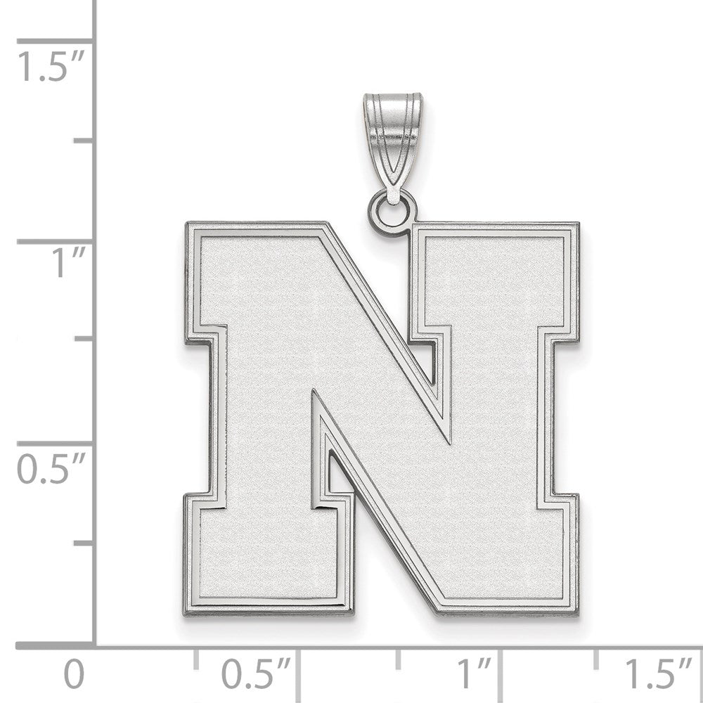 14K White Gold Logoart University Of Nebraska Letter N Extra Large Pendant