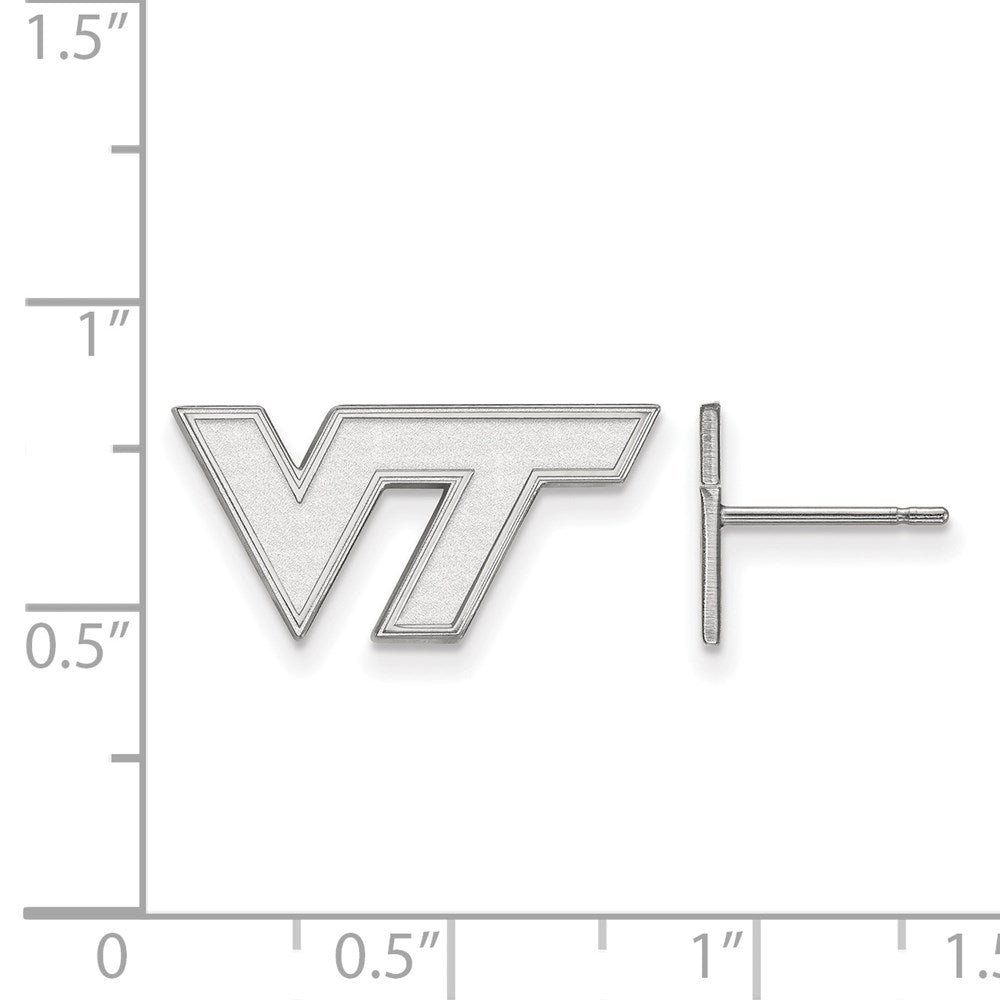 Sterling Silver Rhodium Plated Logoart Virginia Tech V T Extra Small Post Earrings