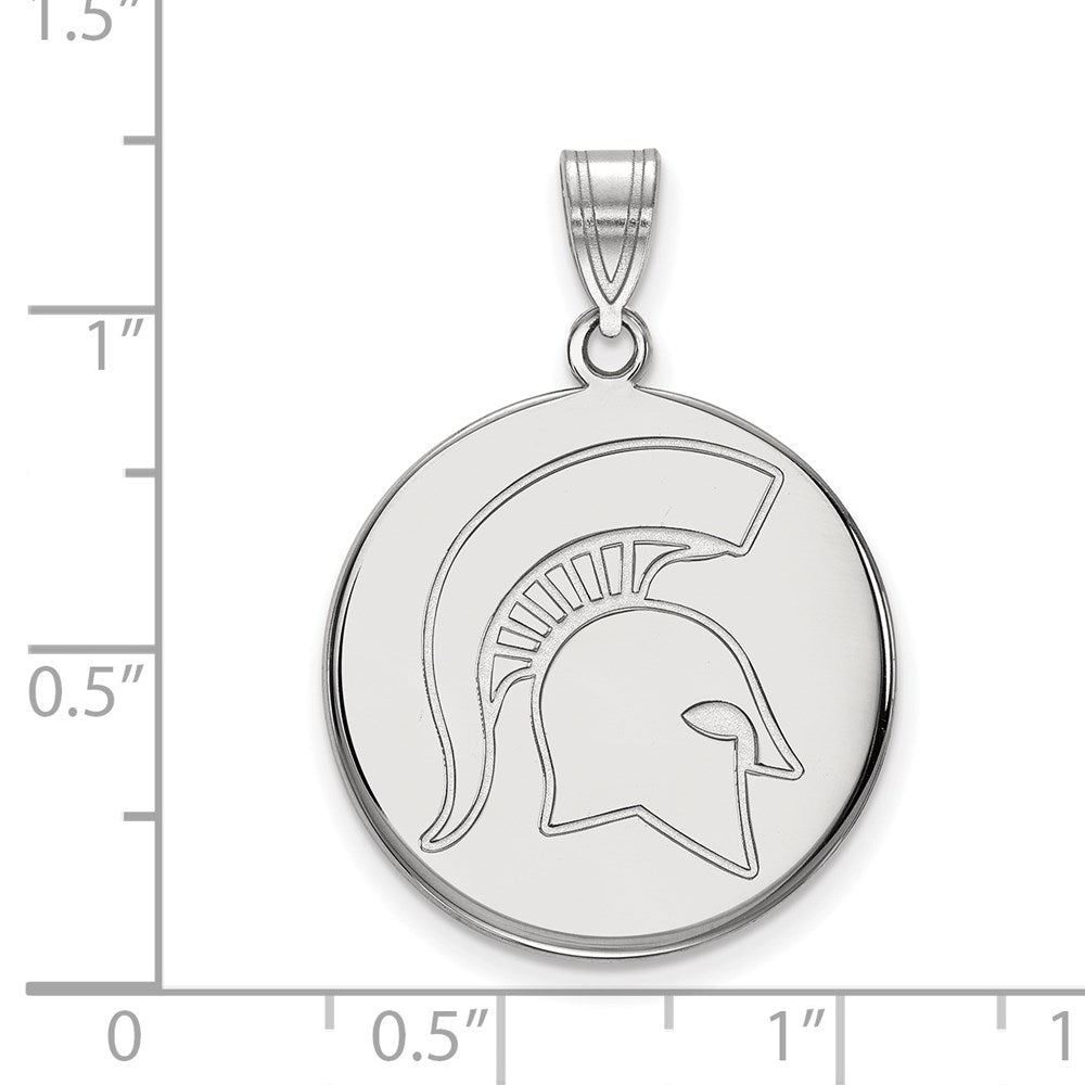 10K White Gold Logoart Michigan State University Spartan Large Disc Pendant