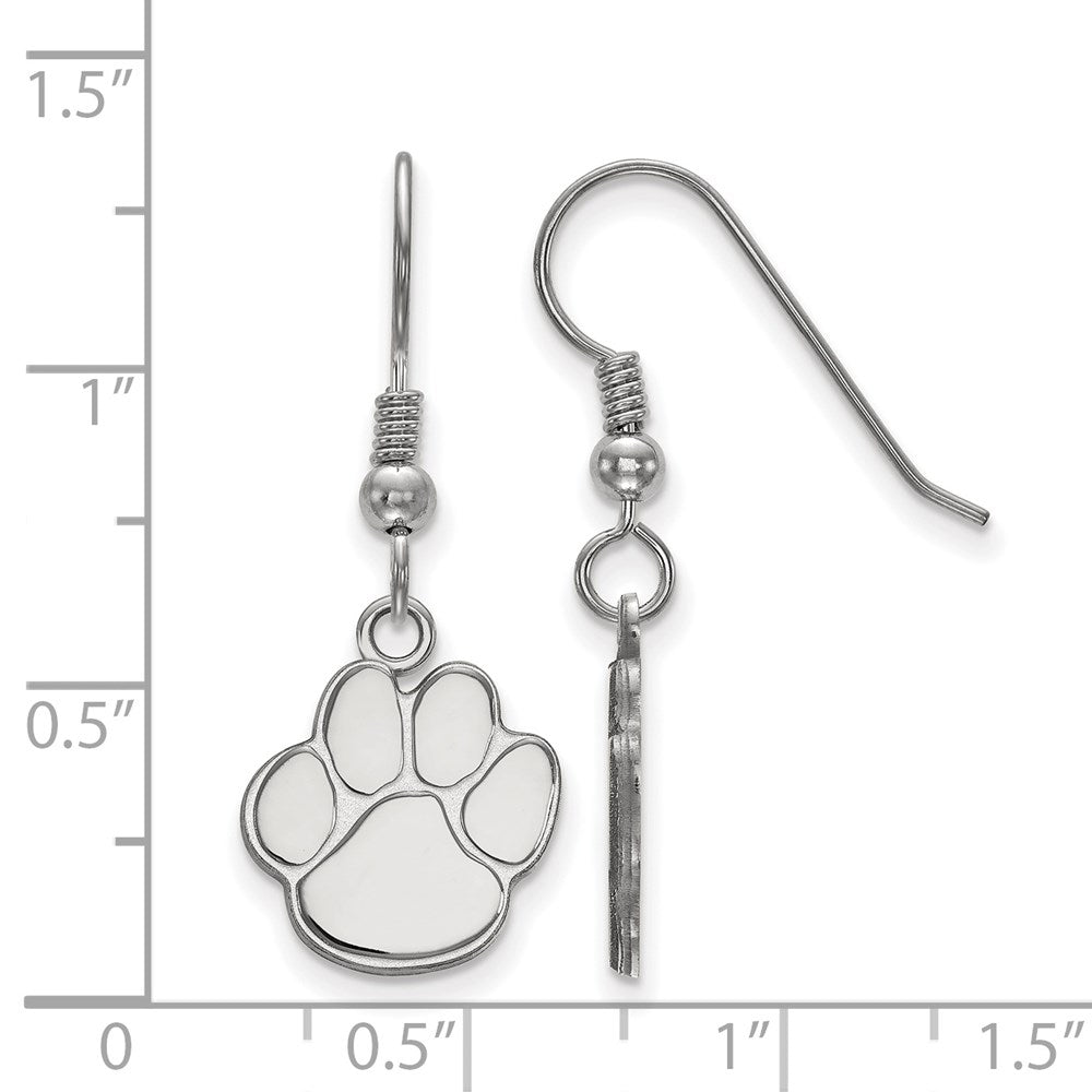 Sterling Silver Rhodium Plated Logoart Auburn University Tiger Paw Small Dangle Wire Earrings