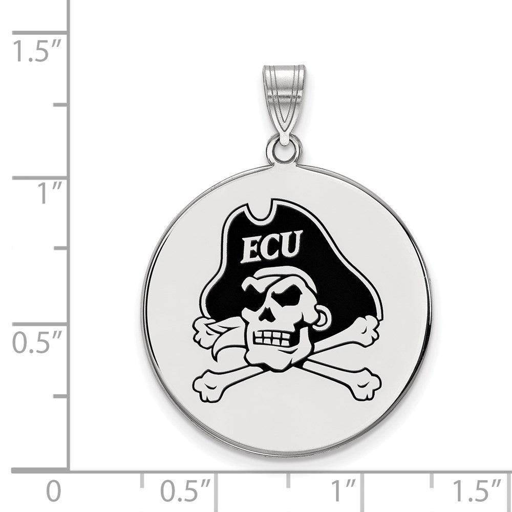 Sterling Silver Rhodium Plated Logoart East Carolina University Pirate Extra Large Enameled Disc Pendant