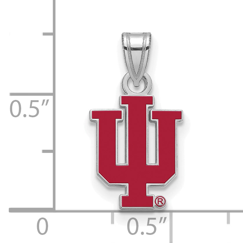 Sterling Silver Rhodium Plated Logoart Indiana University I U Small Enameled Pendant
