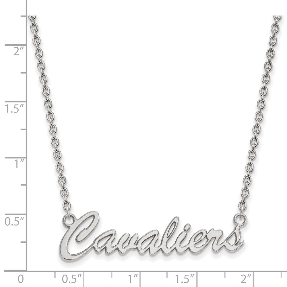 Sterling Silver Rhodium Plated Logoart University Of Virginia Cavaliers Script Medium Pendant 18 Inch Necklace