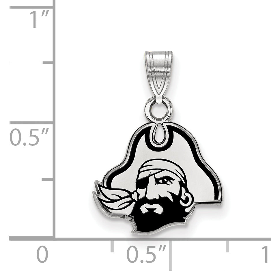 Sterling Silver Rhodium Plated Logoart East Carolina University Pirate Small Enameled Pendant