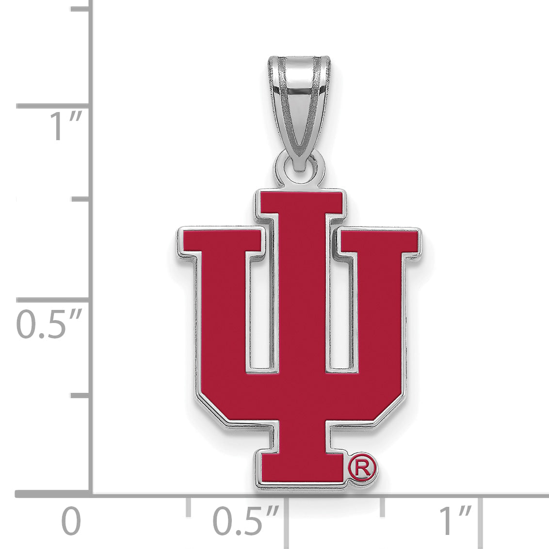 Sterling Silver Rhodium Plated Logoart Indiana University I U Large Enameled Pendant