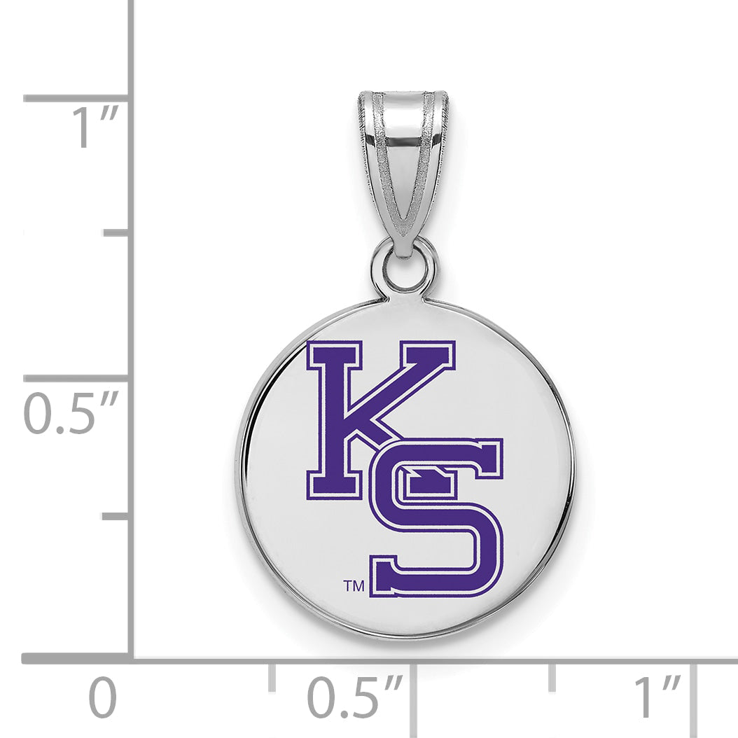 Sterling Silver Rhodium Plated Logoart Kansas State University K S Medium Enameled Disc Pendant