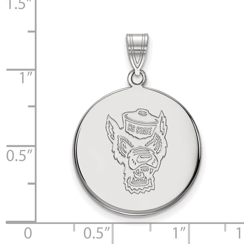 10K White Gold Logoart North Carolina State University Wolf Large Disc Pendant
