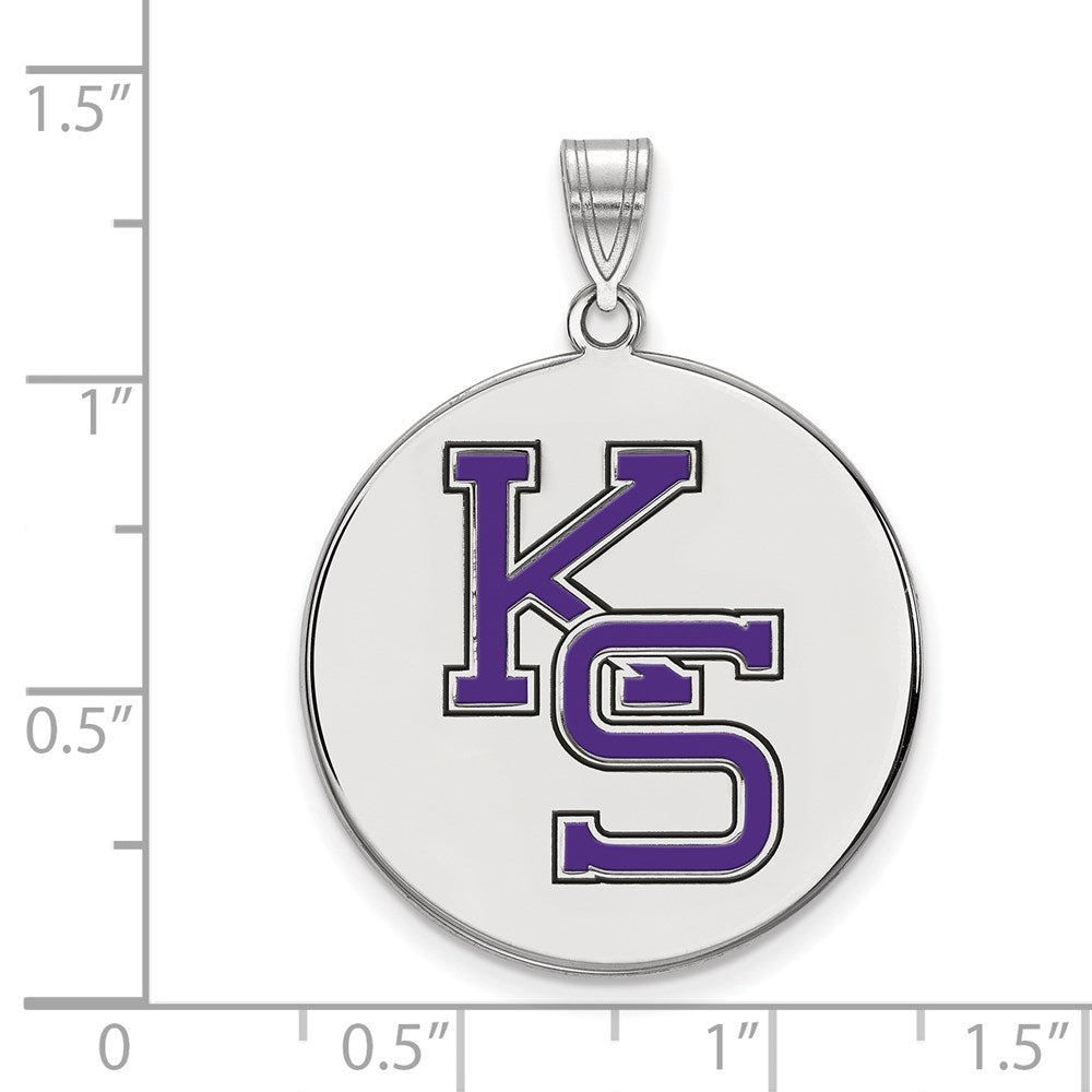 Sterling Silver Rhodium Plated Logoart Kansas State University K S Extra Large Enameled Disc Pendant