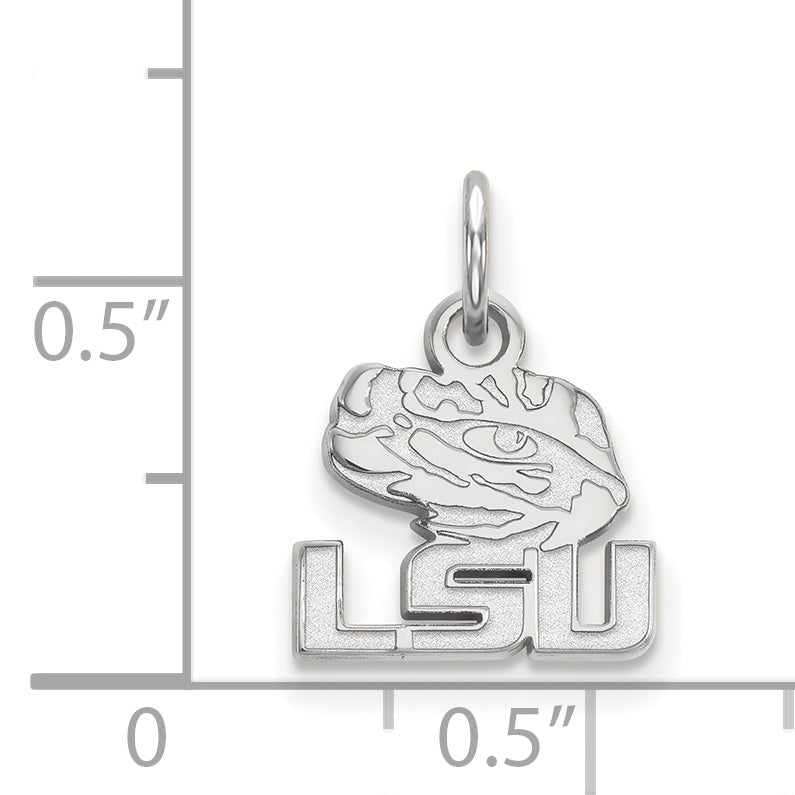 Sterling Silver Rhodium Plated Logoart Louisiana State University L S U Tiger Eye Extra Small Pendant
