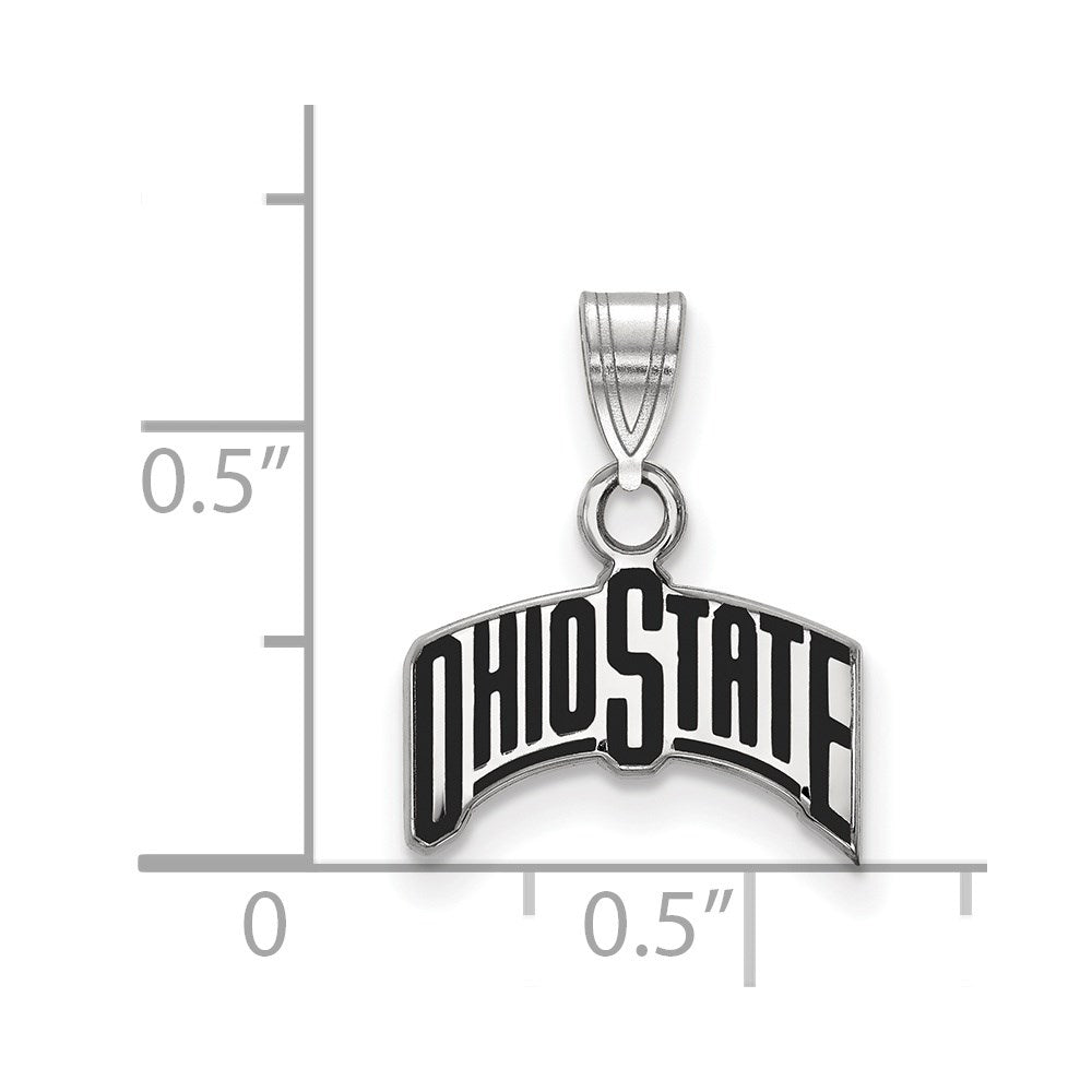Sterling Silver Rhodium Plated Logoart The Ohio State University Small Enameled Pendant
