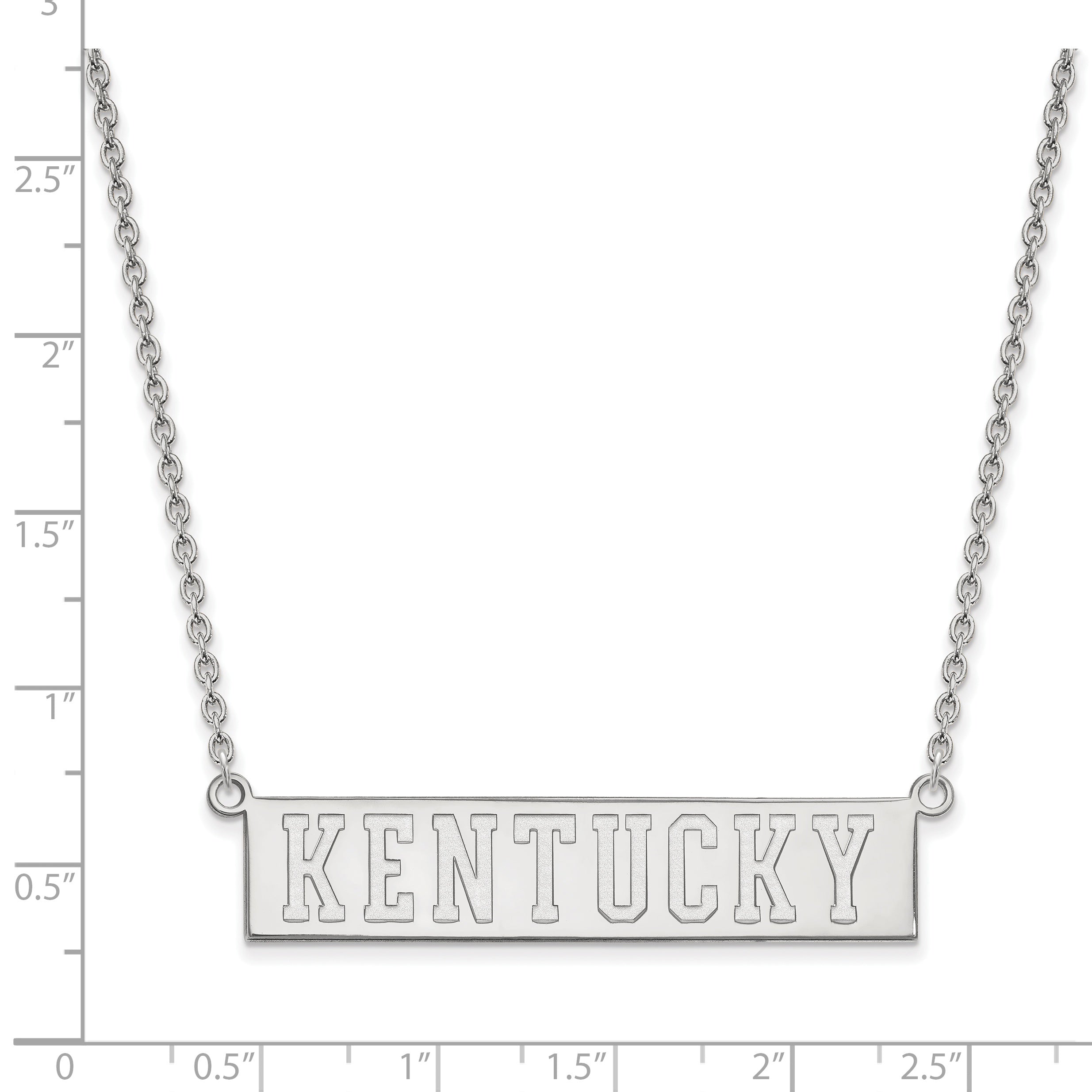 Sterling Silver Rhodium Plated Logoart University Of Kentucky Large Bar Pendant 18 Inch Necklace