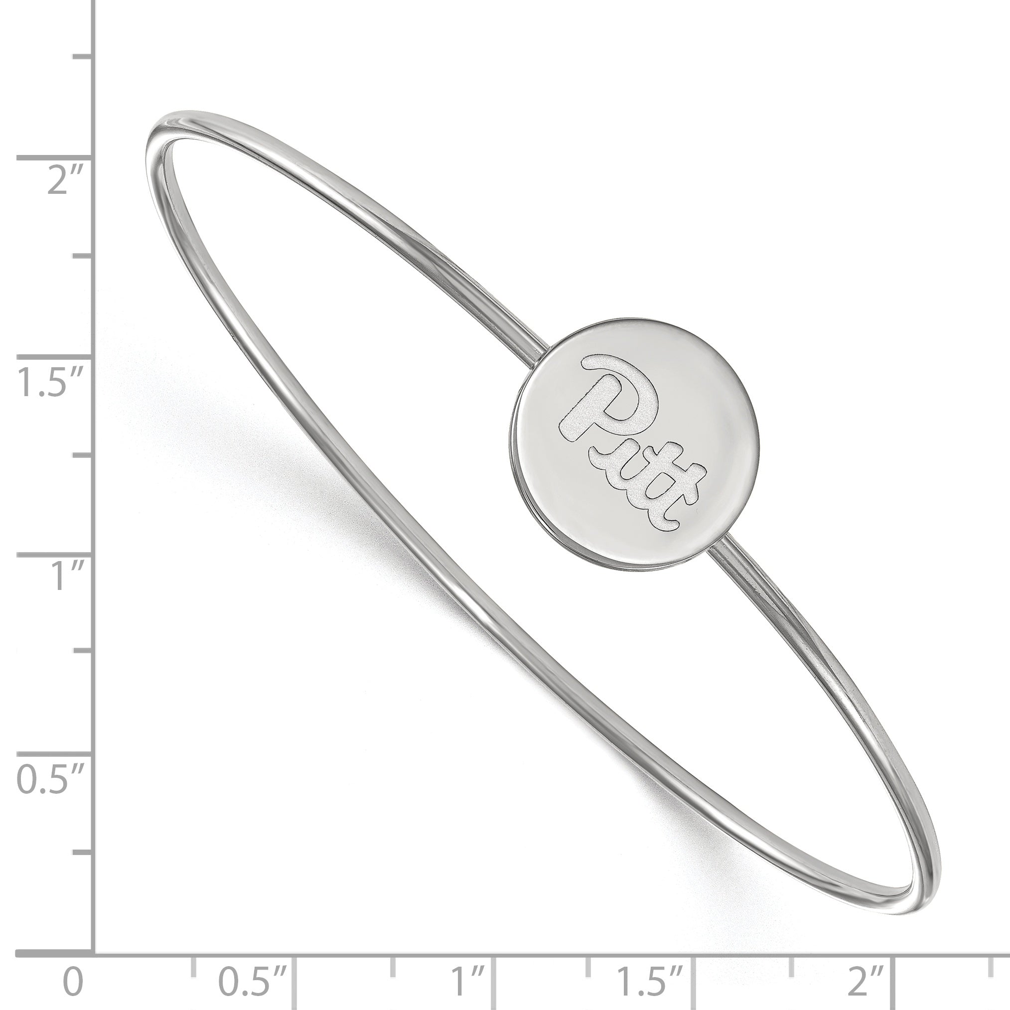Sterling Silver Rh Plated Logoart University Of Pittsburgh Wire Bangle