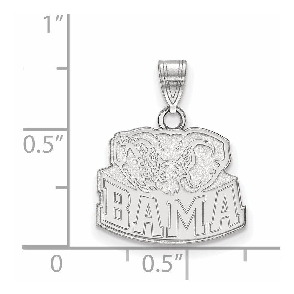 14K White Gold Logoart University Of Alabama Elephant Small Pendant