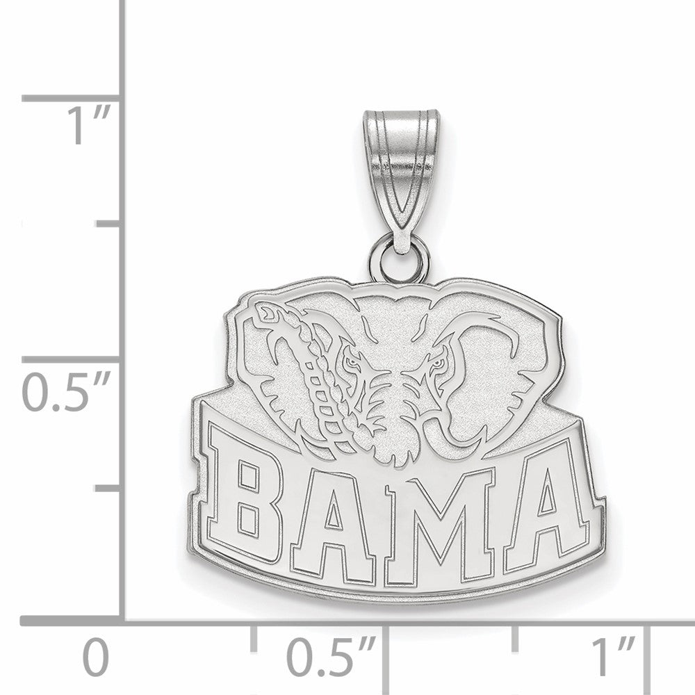 Sterling Silver Rhodium Plated Logoart University Of Alabama Elephant Medium Pendant