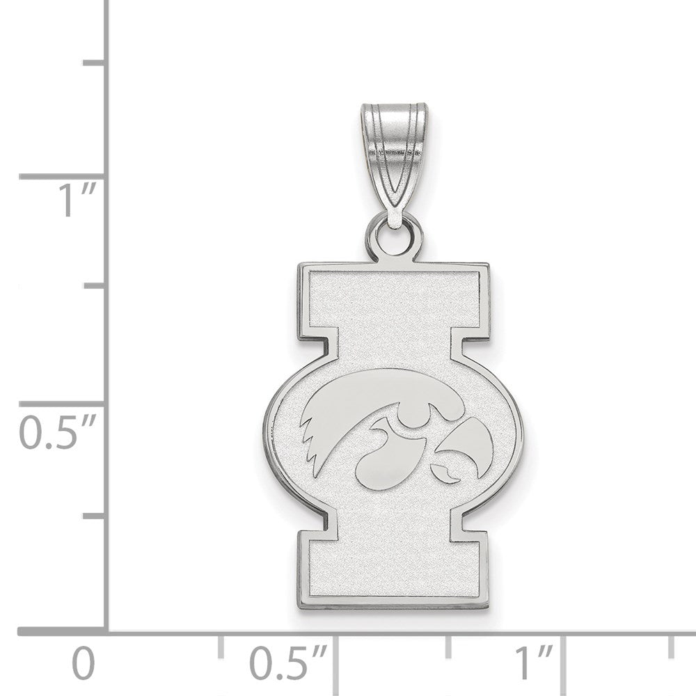 Sterling Silver Rhodium Plated Logoart University Of Iowa Large Pendant
