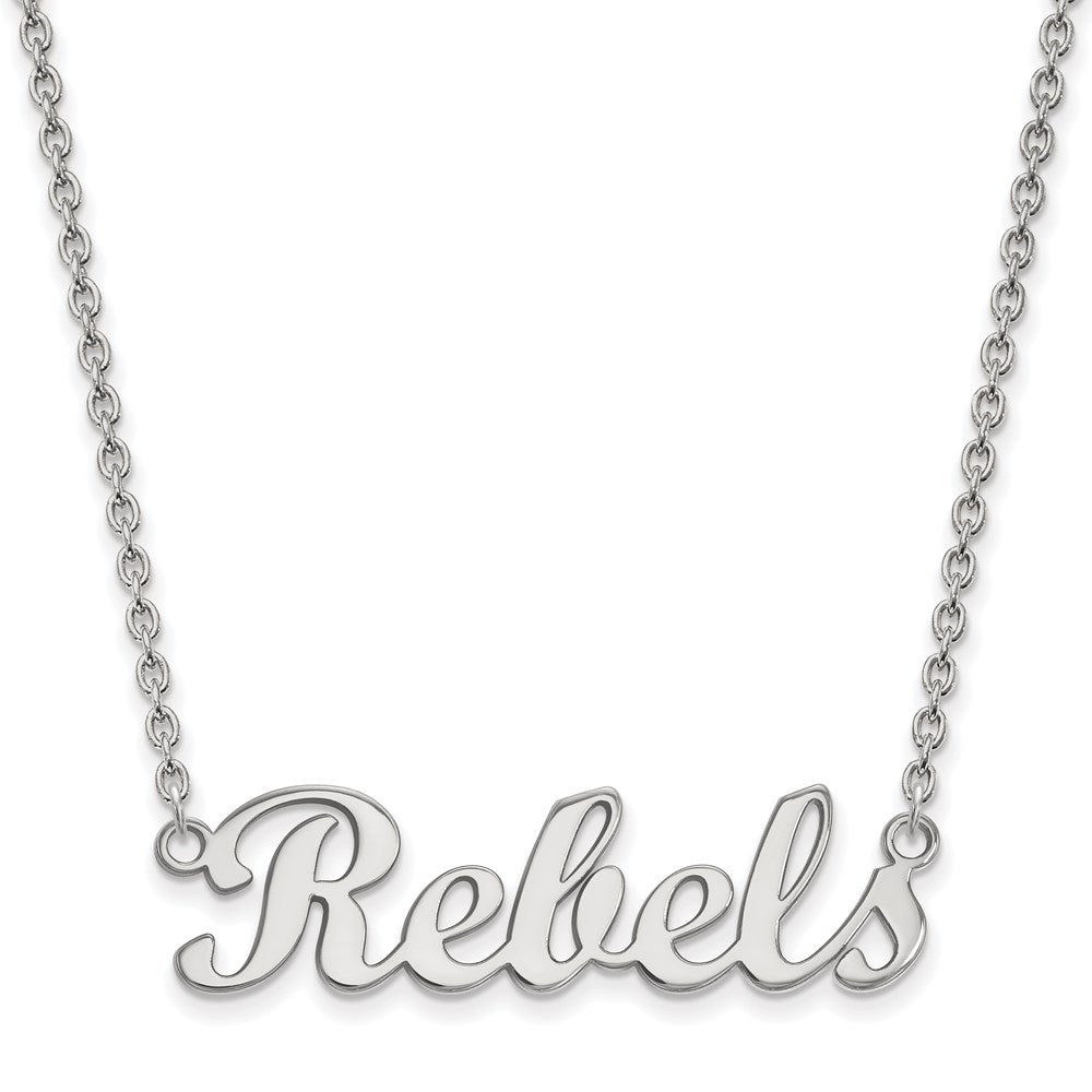 14K White Gold Logoart University Of Mississippi Rebels Script Bar 18 Inch Necklace