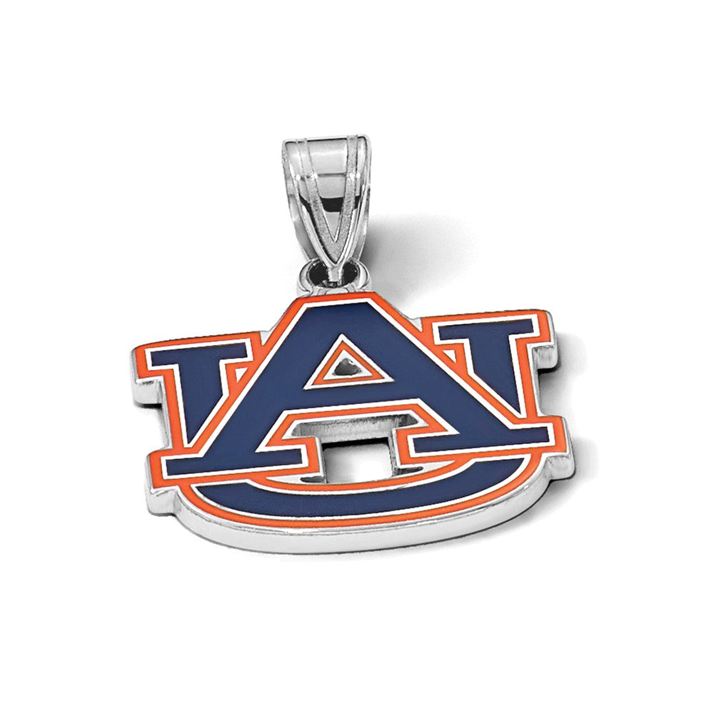 Sterling Silver Rhodium Plated Logoart Auburn University A U Medium Enameled Pendant