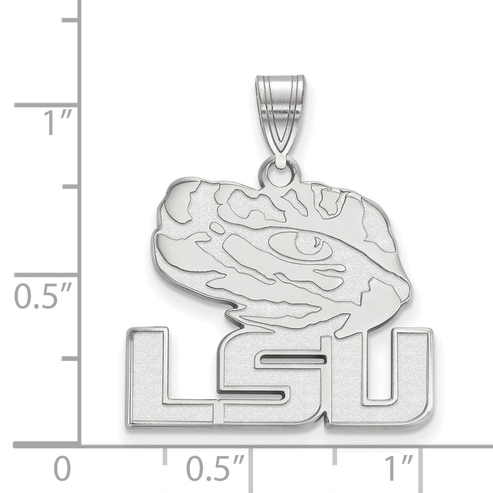10K White Gold Logoart Louisiana State University L S U Tiger Eye Large Pendant