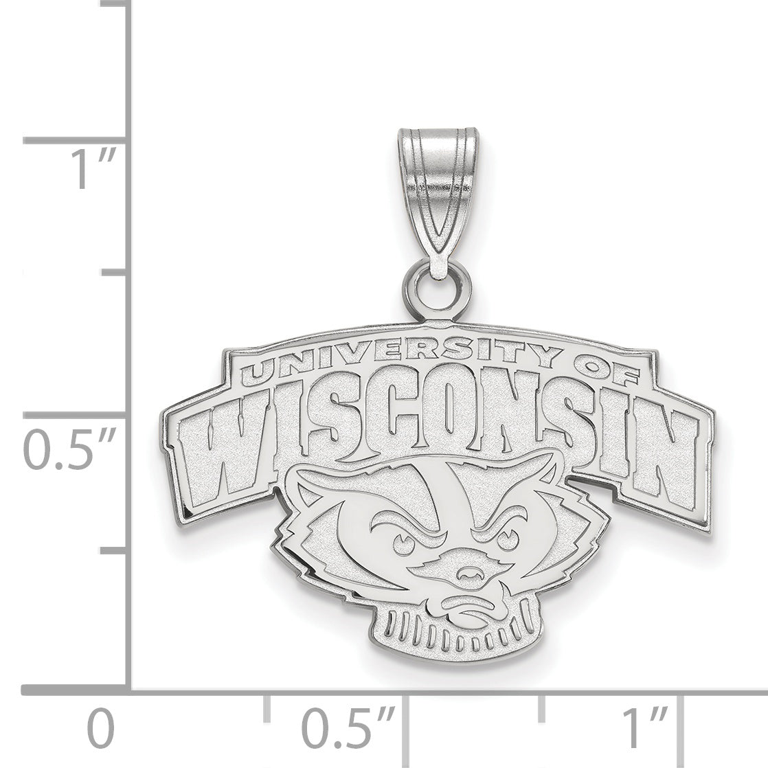 Sterling Silver Rhodium Plated Logoart University Of Wisconsin Medium Pendant