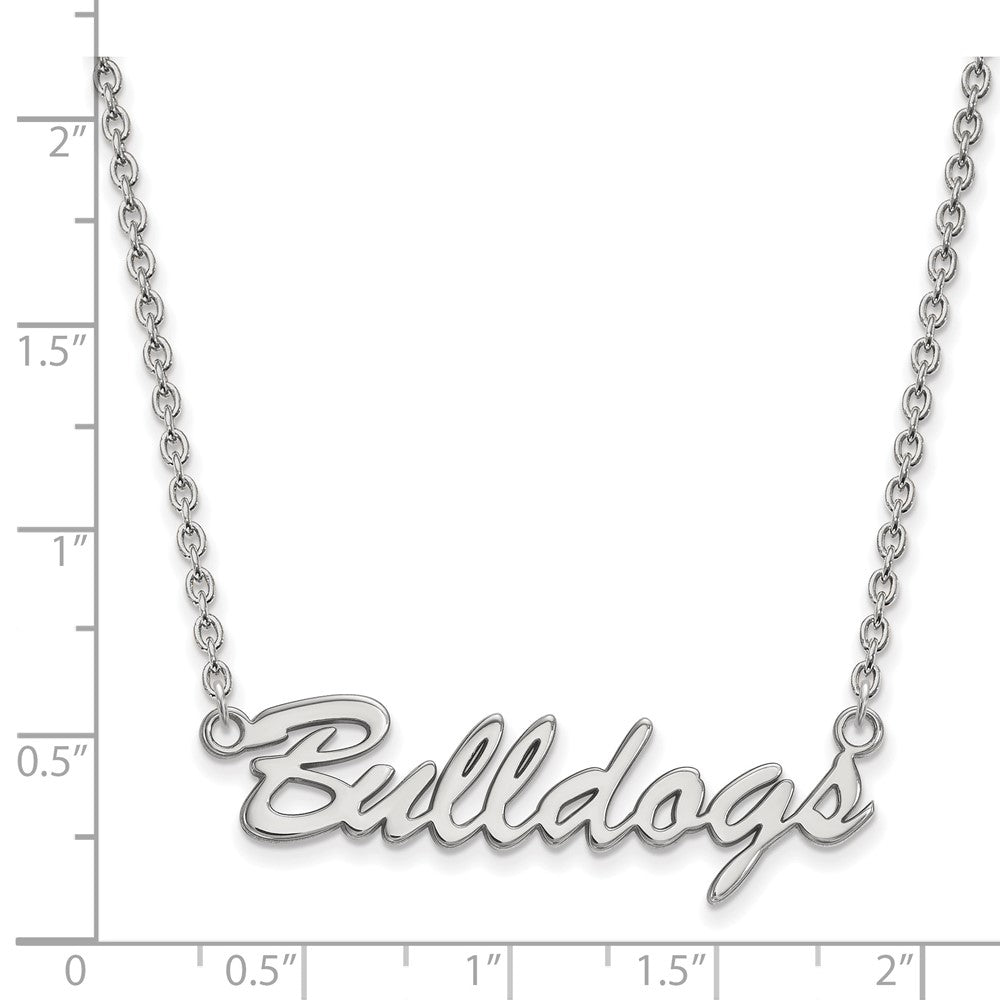 Sterling Silver Rhodium Plated Logoart University Of Georgia Bulldogs Script Pendant 18 Inch Necklace
