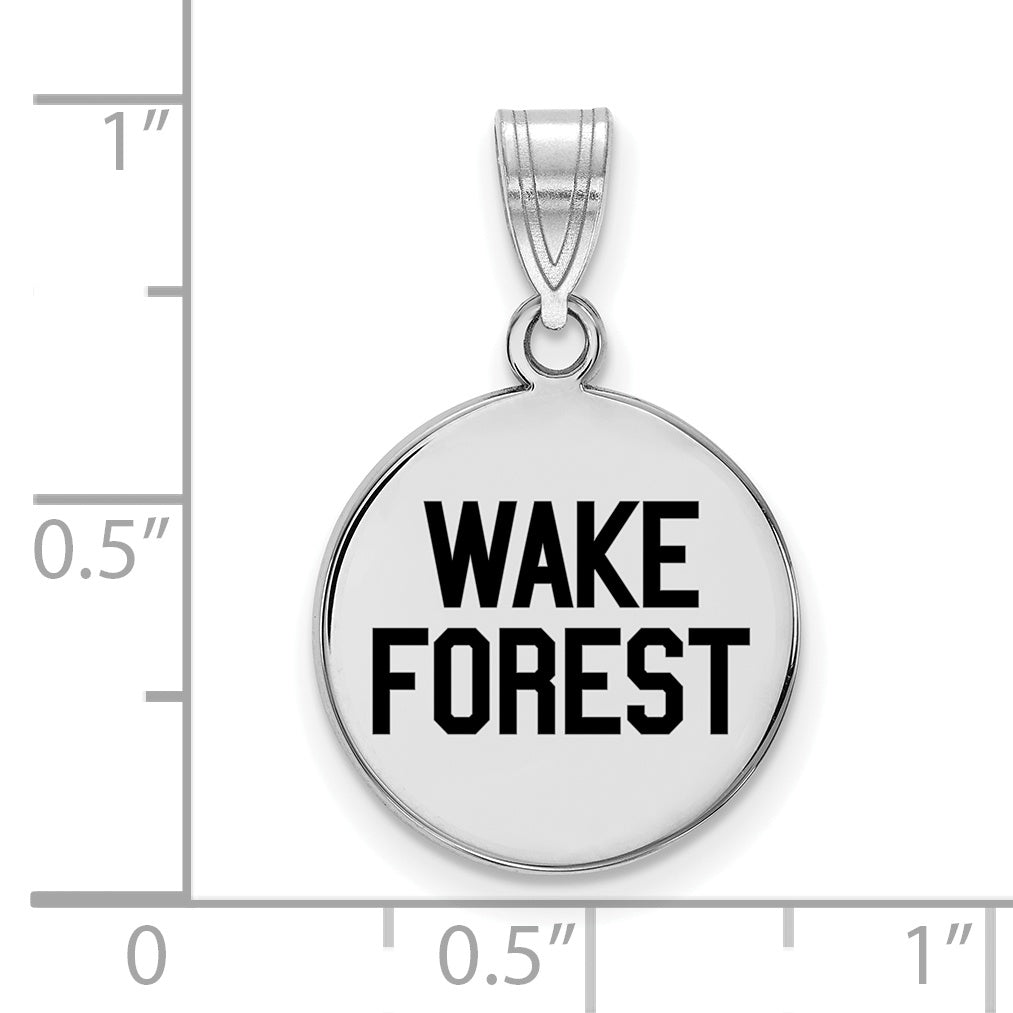 Sterling Silver Rhodium Plated Logoart Wake Forest University W F Deacon Medium Enameled Disc Pendant