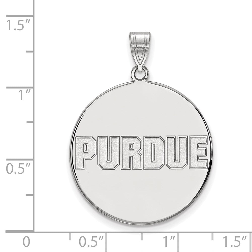 14K White Gold Logoart Purdue University Block Type Extra Large Disc Pendant